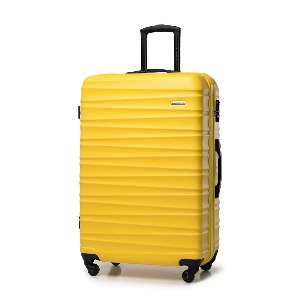 WITTCHEN Maleta Grande Trolley ABS rígido para facturación con 4 Ruedas giratorias Cerradura de combinación asa telescópica Groove Line Negro Ryanair/Vueling/Iberia/easyJet/Iberia Express — view 60