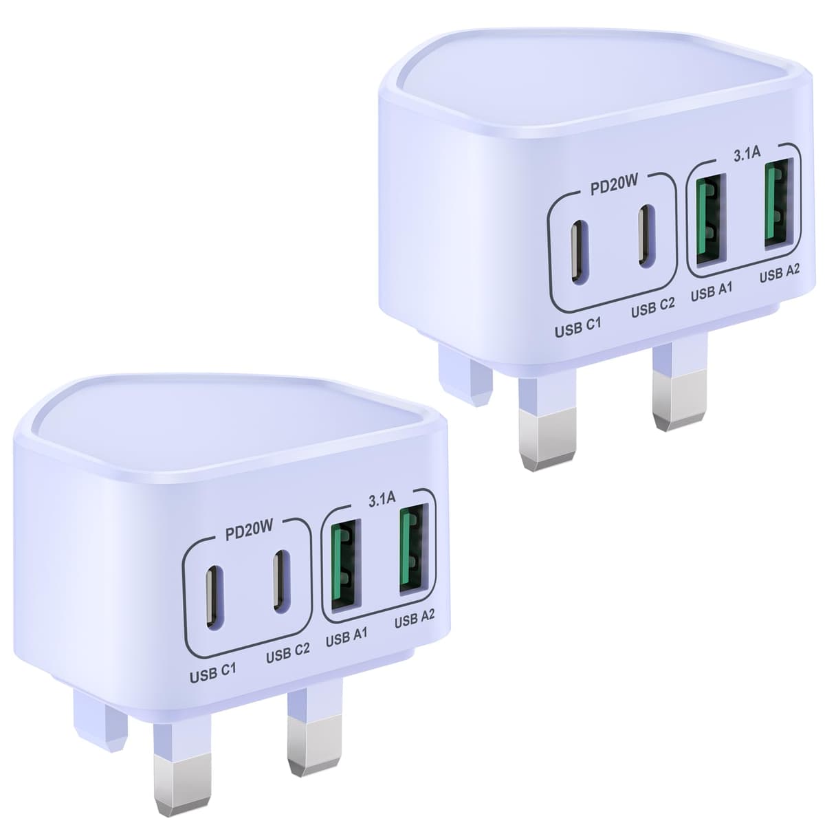 40W USB C Plug Fast Charge, UK 4-Port Multi USB Charger Plug Fast Charging Head for iPhone 16 15 14 13 12 11 Pro Max SE XS XR Plus, iPad, Samsung Galaxy,Dual Port USBC Power Adaptor Type C Wall Head — view 14