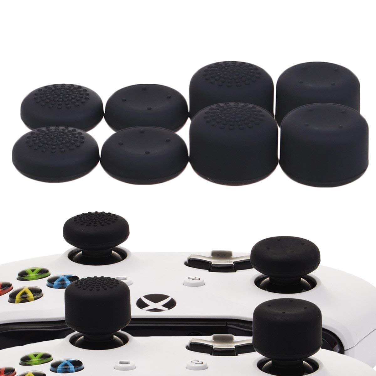 Yorha Impresión Caucho de Silicona Funda Skin Case Carcasas Piel para Xbox One S/X Mando Controller x 1 (Calavera comica) con Agarres para el Pulgar Thumb Grip Pro x 8 — view 7