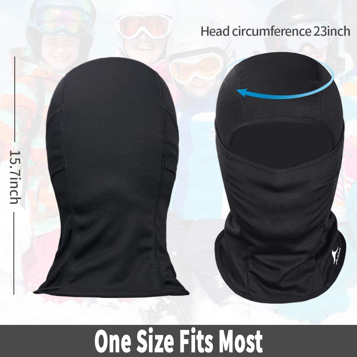 Achiou Ski Mask for Men Women, Balaclava Face Mask, Shiesty Mask UV Protector Lightweight for Motorcycle Snowboard Black — view 4