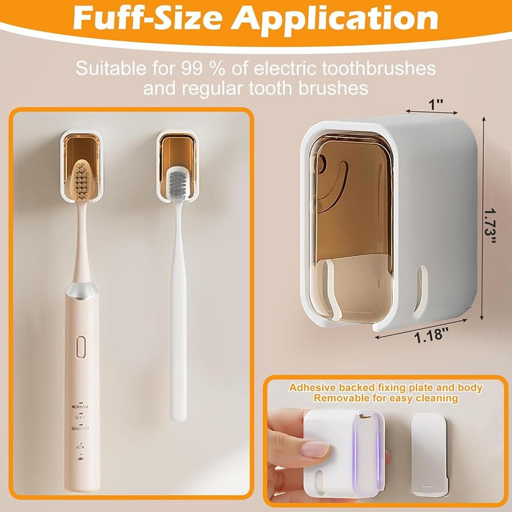 Paquete de 2 soportes para cepillo de dientes de pared para baño con cubierta de ducha, dispensador de cepillo de dientes individual de viaje, organizador de almacenamiento — view 4