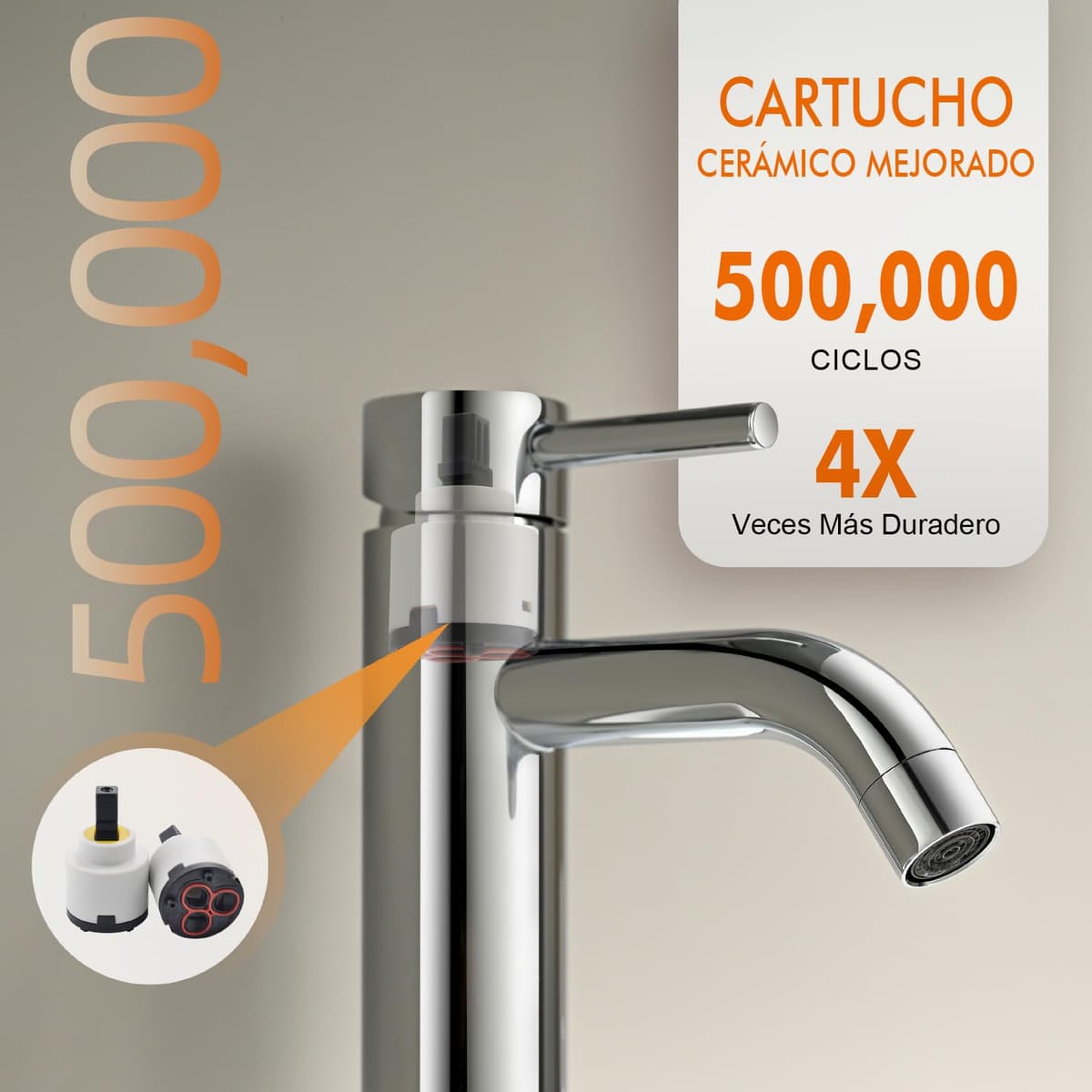 Ibergrif M11003 Grifo de Lavabo Monomando Mezclador de Baño en Acero Inoxidable con Aireador de Ahorro de Agua, Conexión G 3/8", Acabado Cromado — view 5