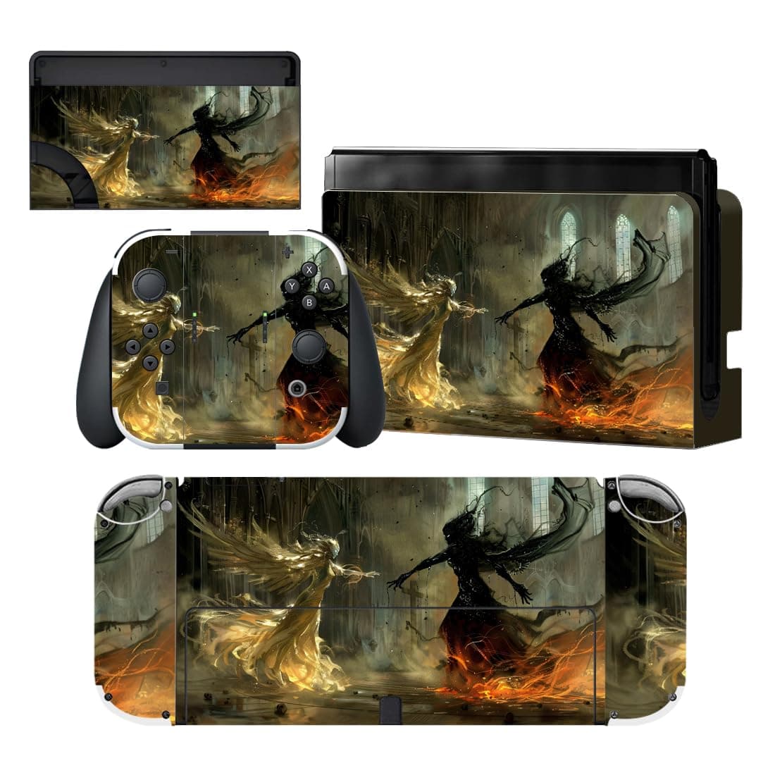 playvital Full Set Protective Stickers for Nintendo Switch OLED Model, Customized Vinyl Decal Skins for Switch OLED Console & Joycon & Dock & Grip - Nebula Galaxy — view 22