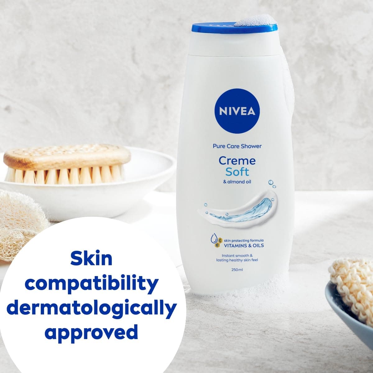 NIVEA Care Shower Creme Soft (250 ml) Enriched with Almond Oil, Moisturising Gel Body Wash, Skin Moisturiser with Mild Scent — view 7