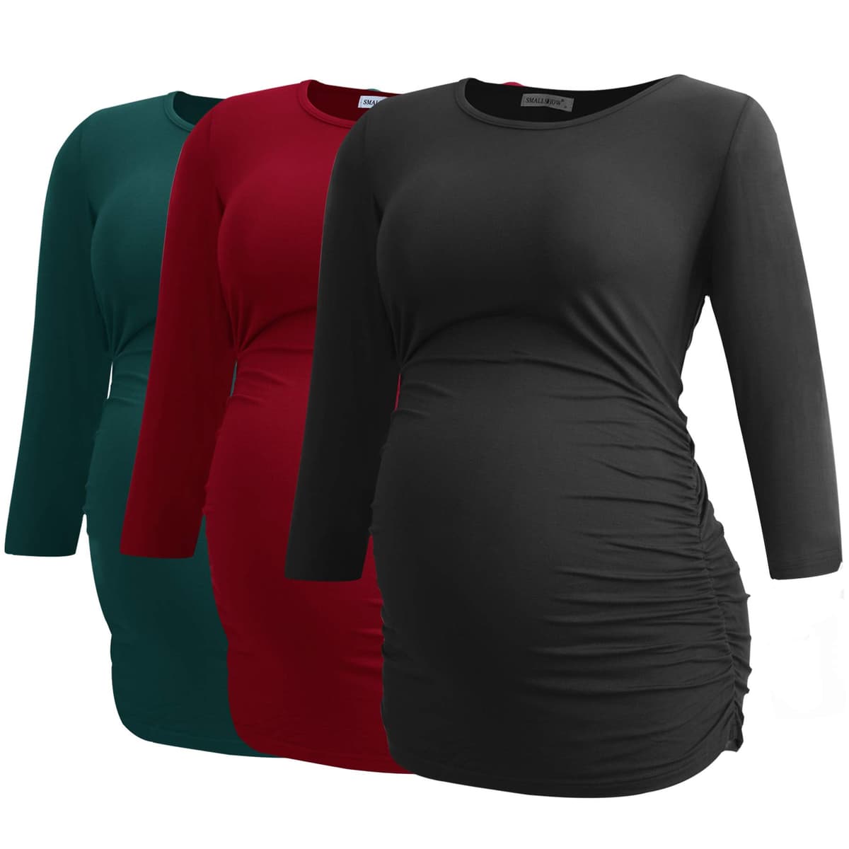 Smallshow Maternity Clothing Tops Side Ruched Pregnancy Clothes for Women 3-Pack — view 57