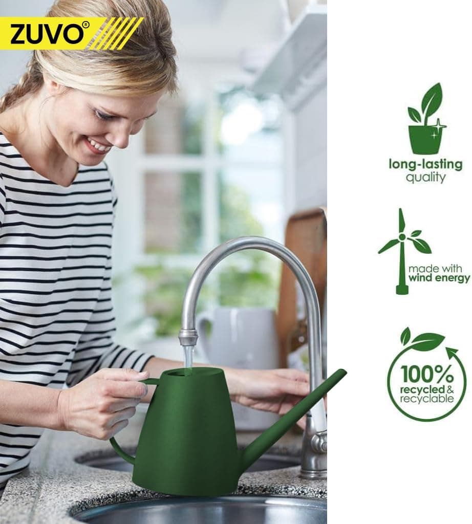 Zuvo Small Watering Can Indoor 1.8L with Long Spout — Mini Watering Can for House Plants, Seedlings & Herbs | Detachable Rose — view 4