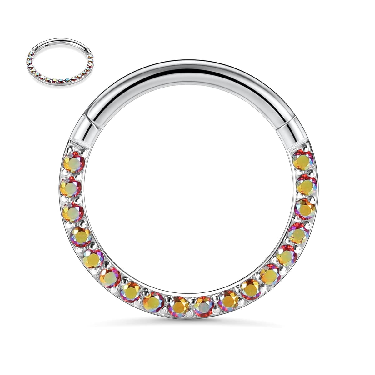 hengkaixuan CZ Opal Septum Jewellery Daith Ring Conch Hoop Seamless Clicker Ring Surgical Steel Rook Tragus Conch Piercing Jewellery Small Hoop Earring Nose Hoop Ring — view 14