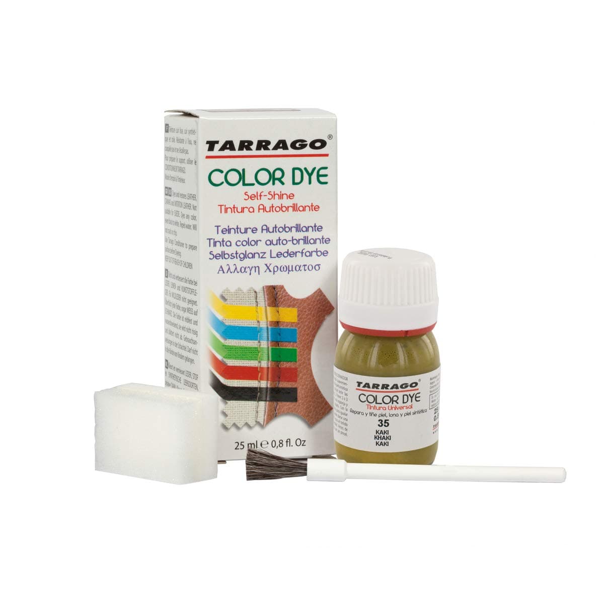 Tinte para Zapatos y Bolsos de Cuero y Textil con Esponja y Brocha | Cubre Rozaduras y Desgastes del Calzado | Gama de 90 colores — view 70