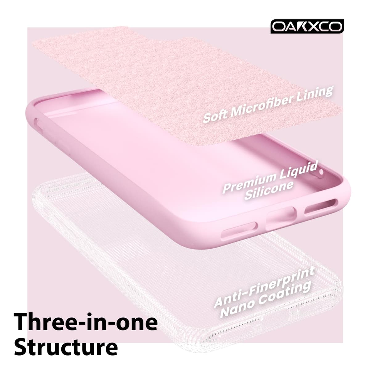 oakxco for iPhone 17 Pro Max Phone Case Liquid Silicone, Cute Thin Slim Grip Soft Rubber Gel for Women Men, Smooth Matte TPU Plain Solid Color Girly Simple Case with Camera Cover, Light Pink — view 1055