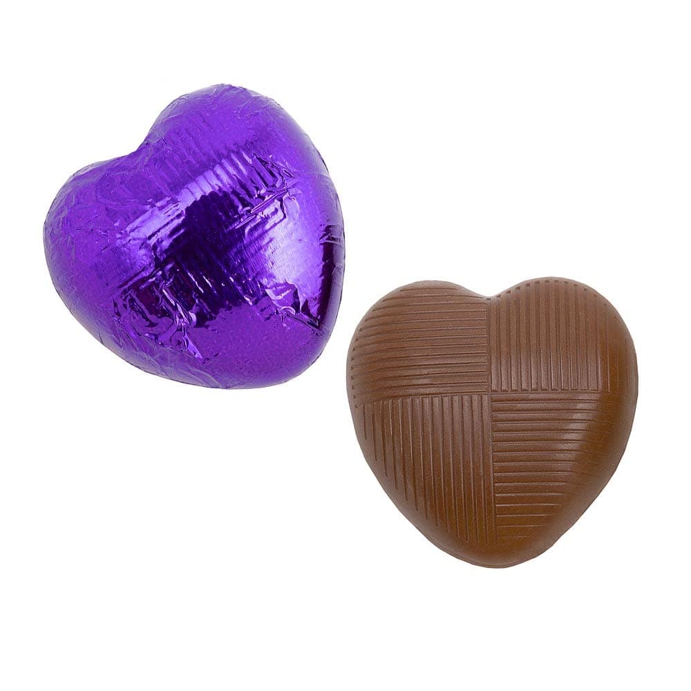 Italian Options Milk Chocolate Foiled Hearts, 30 Chocolates, Purple Foil — view 2