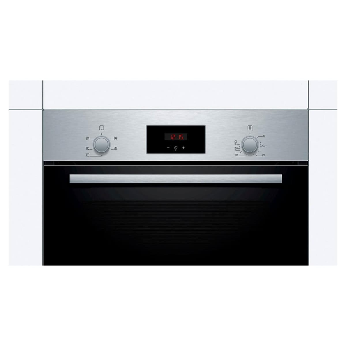 Bosch Serie 2 HHF113BR0B Stainless Steel Single Electric Oven with A Energy Efficiency, 66 Litre Capacity, Electronic Clock Timer And Enamel Interior — view 4
