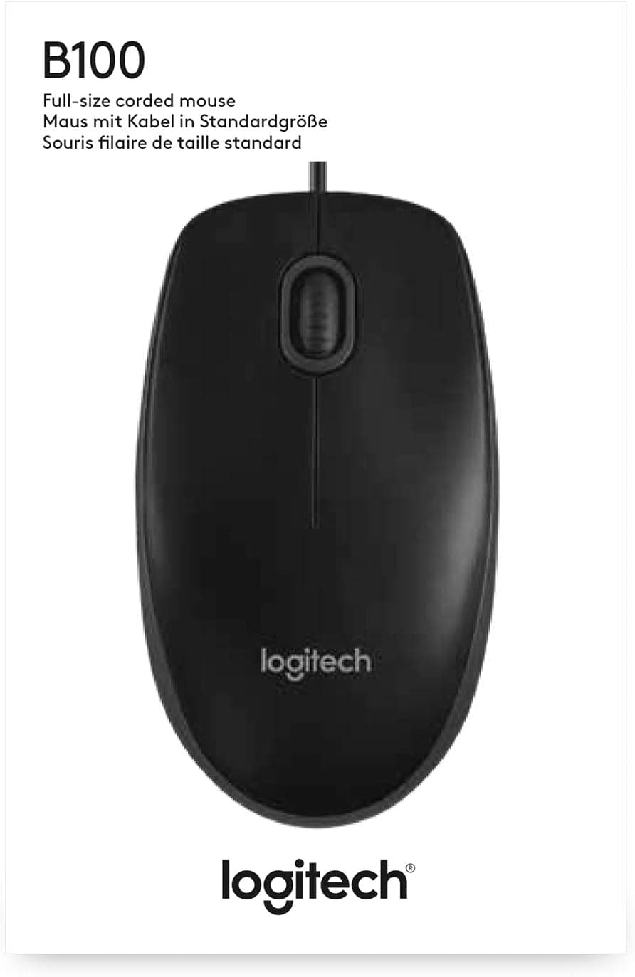 Logitech B100 Wired USB Mouse, 3-Buttons, Optical Tracking, Ambidextrous PC / Mac / Laptop - Black — view 7