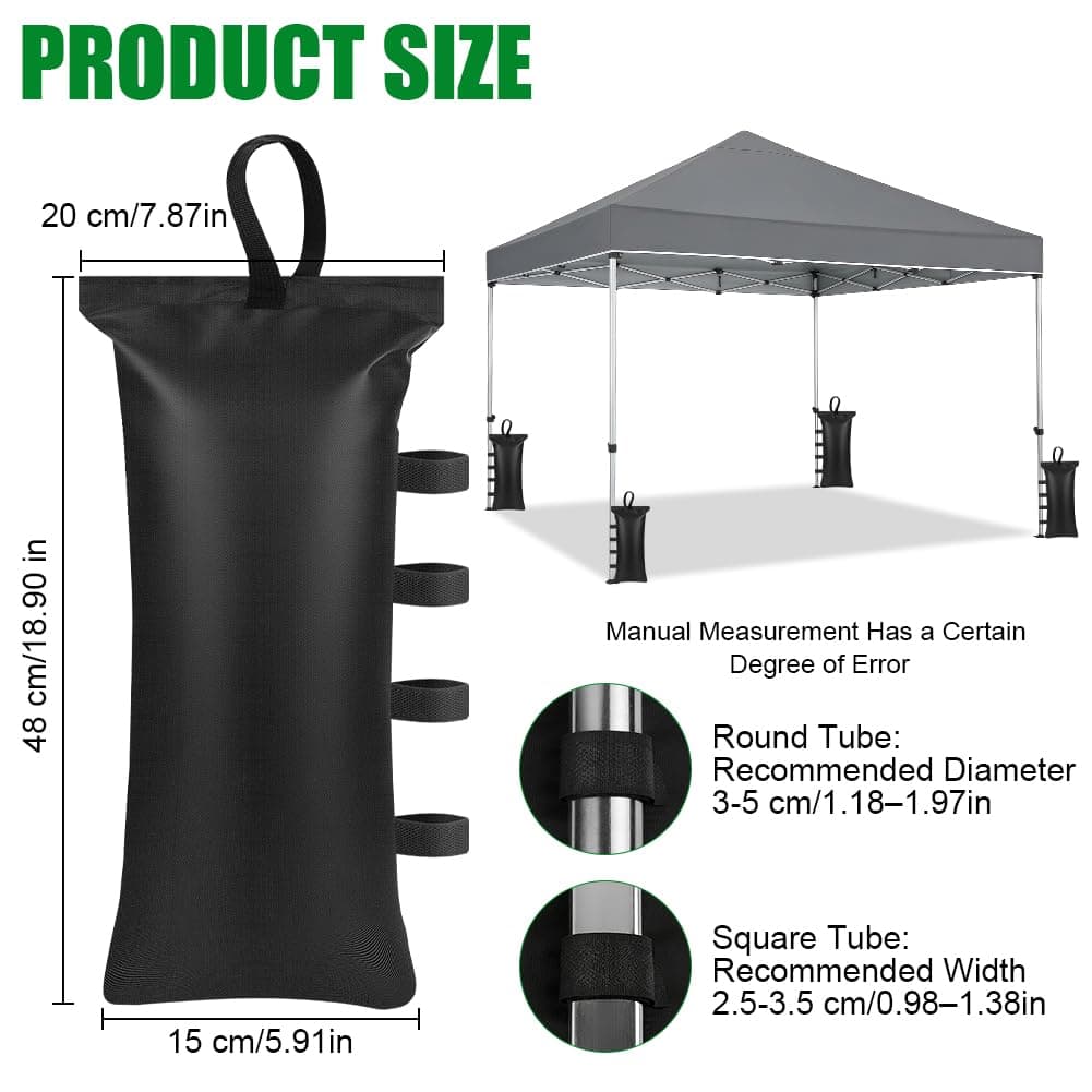 AOOSU Heavy Duty Sandbag, Gazebo Weights Sand Bags, Weight Bags Photo Studio Saddlebag with Handles, Design for Photography Stand Light Stand Tripod, Outdoor Patio, Sports 4pcs — view 2