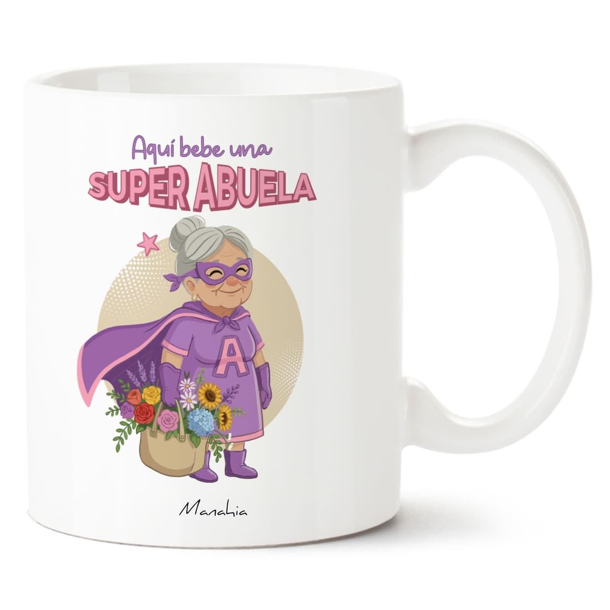Manahia - Taza Abuelita - Aquí bebe una super abuela | Regalo Original Nietos, Superabuela - Idea Sorpresa Cumpleaños, Día de la madre, Navidad | Caja Regalo Kraft