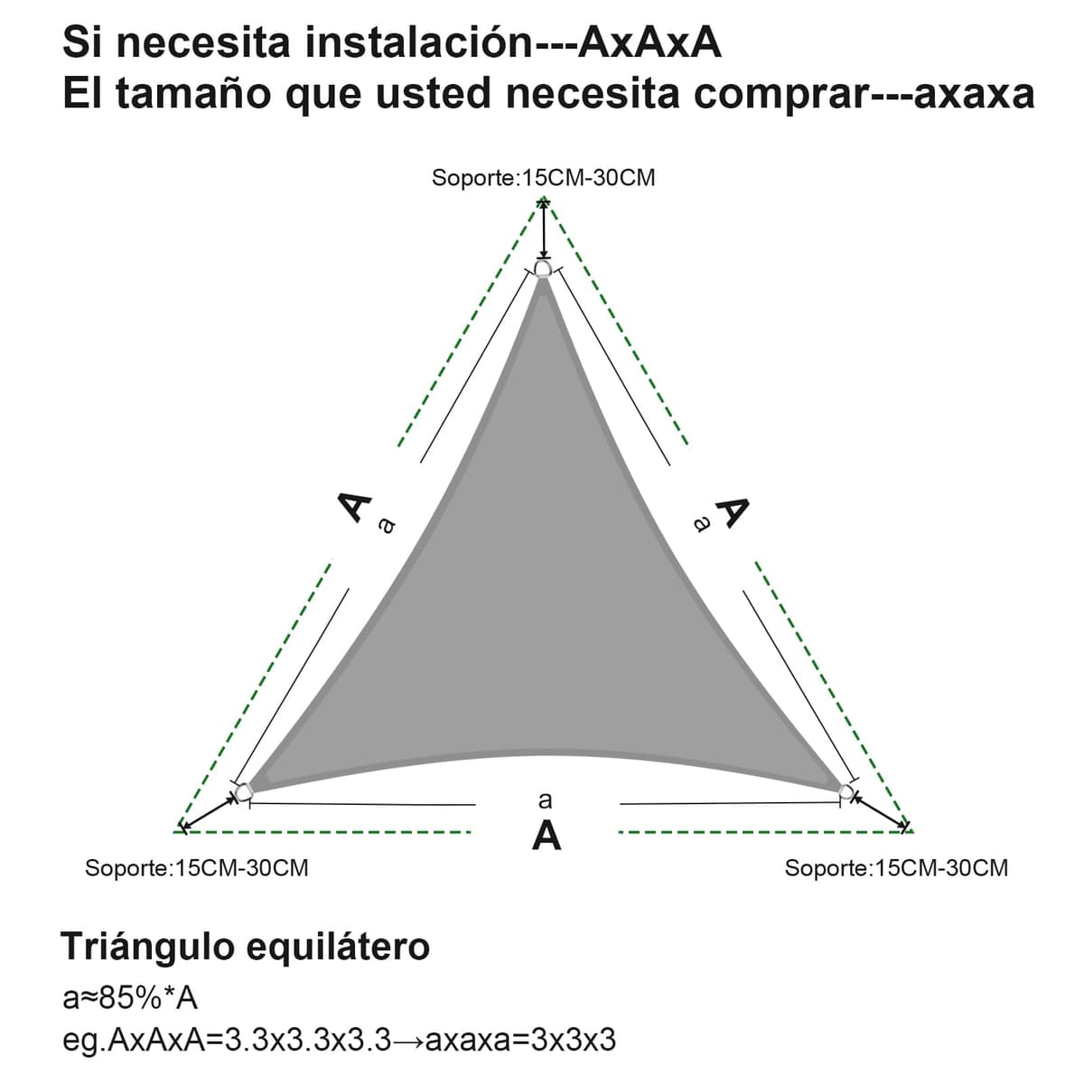 SUNNY GUARD Toldo Vela de Sombra Impermeable 3x3x3m Triangular a Prueba de Viento protección UV para Patio,Jardín, Exteriores, Terraza, Color Arena — view 5
