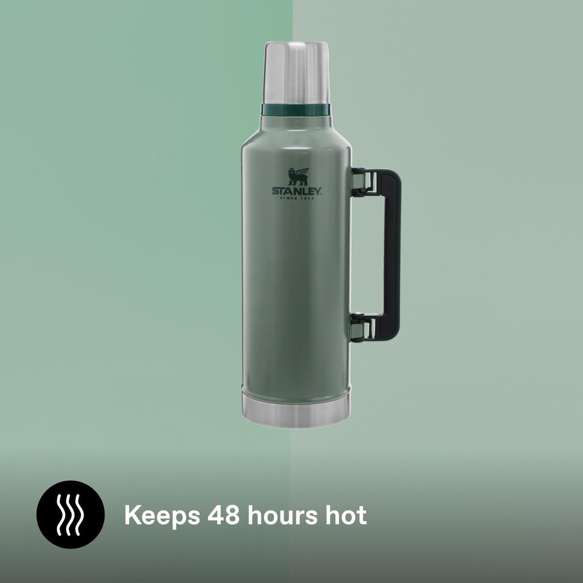 Stanley 1913 Classic Legendary Thermal Flask 2.3L - Keeps Hot Or Cold for 48 Hours - BPA-Free Insulated Bottle - Stainless Steel Coffee Flask - Leakproof - Dishwasher Safe - Green — view 4