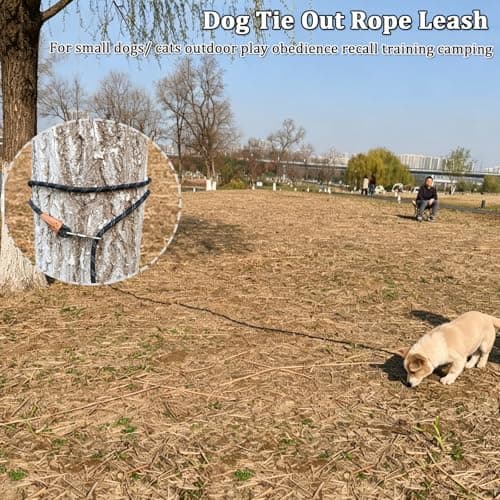 WYuZe Reflective Tie Out Rope for Small Dogs Cats 20FT Dog Tether for Yard — view 3