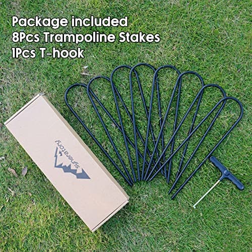 Trampolines Wind Stakes Heavy Duty U Type Sharp Ends Safety Ground Anchor Galvanized Steel for Soccer Goals, Camping Tents and Huge Garden Decoration (Black 8pcs) — view 5
