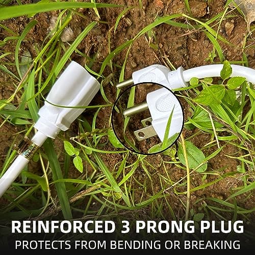 YOJOE Indoor Outdoor Extension Cord, 3 Prong 13A Weatherproof Power Cord, 16 Gauge Heavy Duty 6 ft White Extension Cord for Garage, Garden and Home, 16/3 SJTW UL Listed — view 3