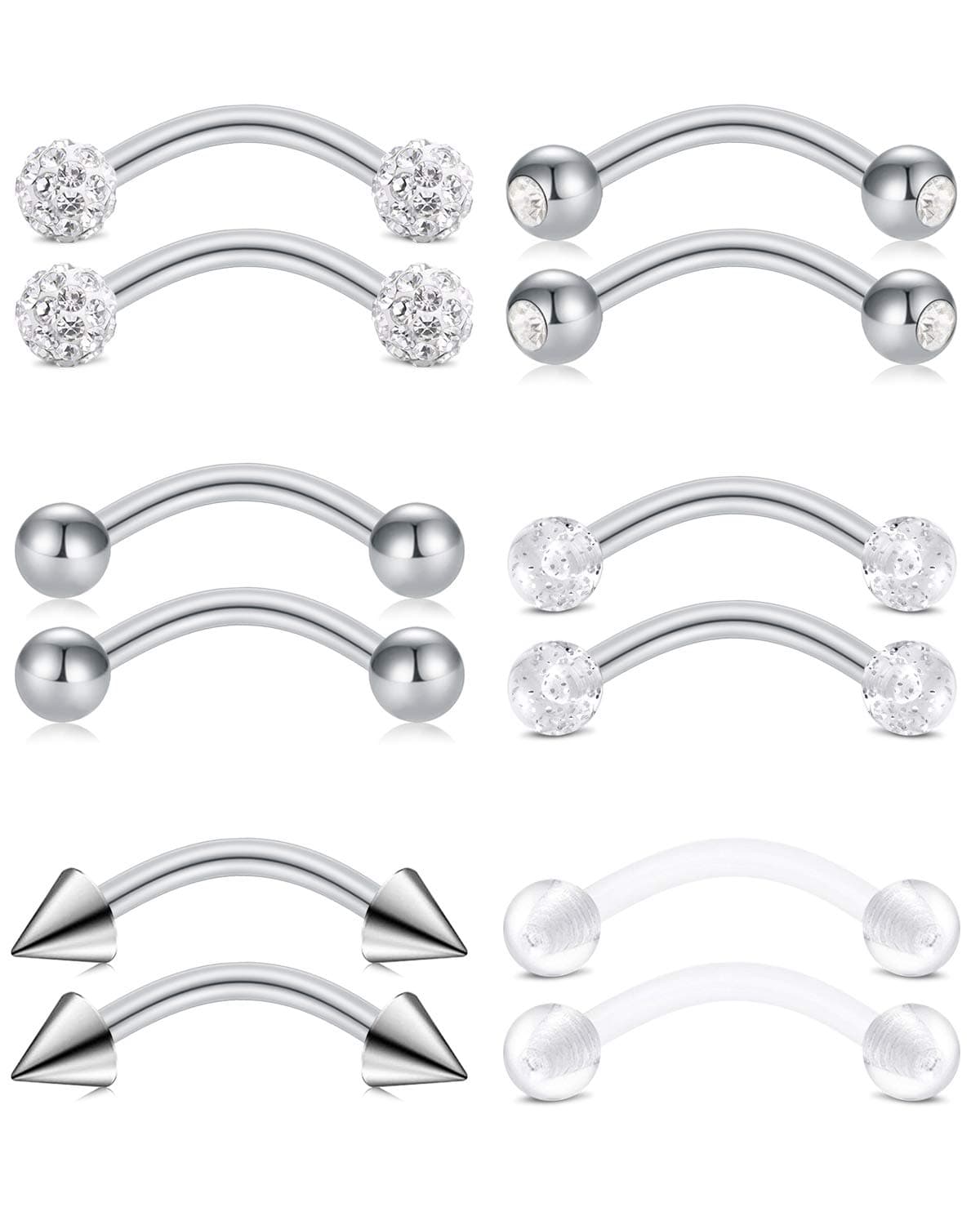 Piercing Retainer Set Clear Septum Ring Plastic Nose Studs Eyebrow Lip Labret Stud Septum Hoops Cartilage Industrial Tragus Earring Retainer For Surgery — view 6