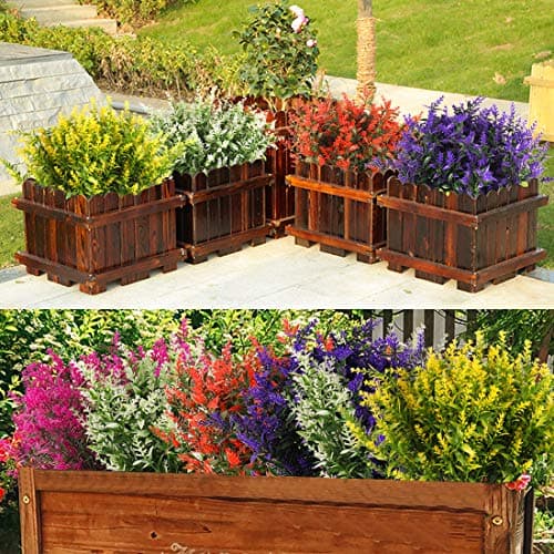RECUTMS Artificial Greenery Lavender Fake Shrubs Flowers 8 Bundles UV Resistant Hanging Planter Flora Fence Indoor Outside Decor Wedding Table Flowers Arrangement Bouquet Filler (Purple) — view 6