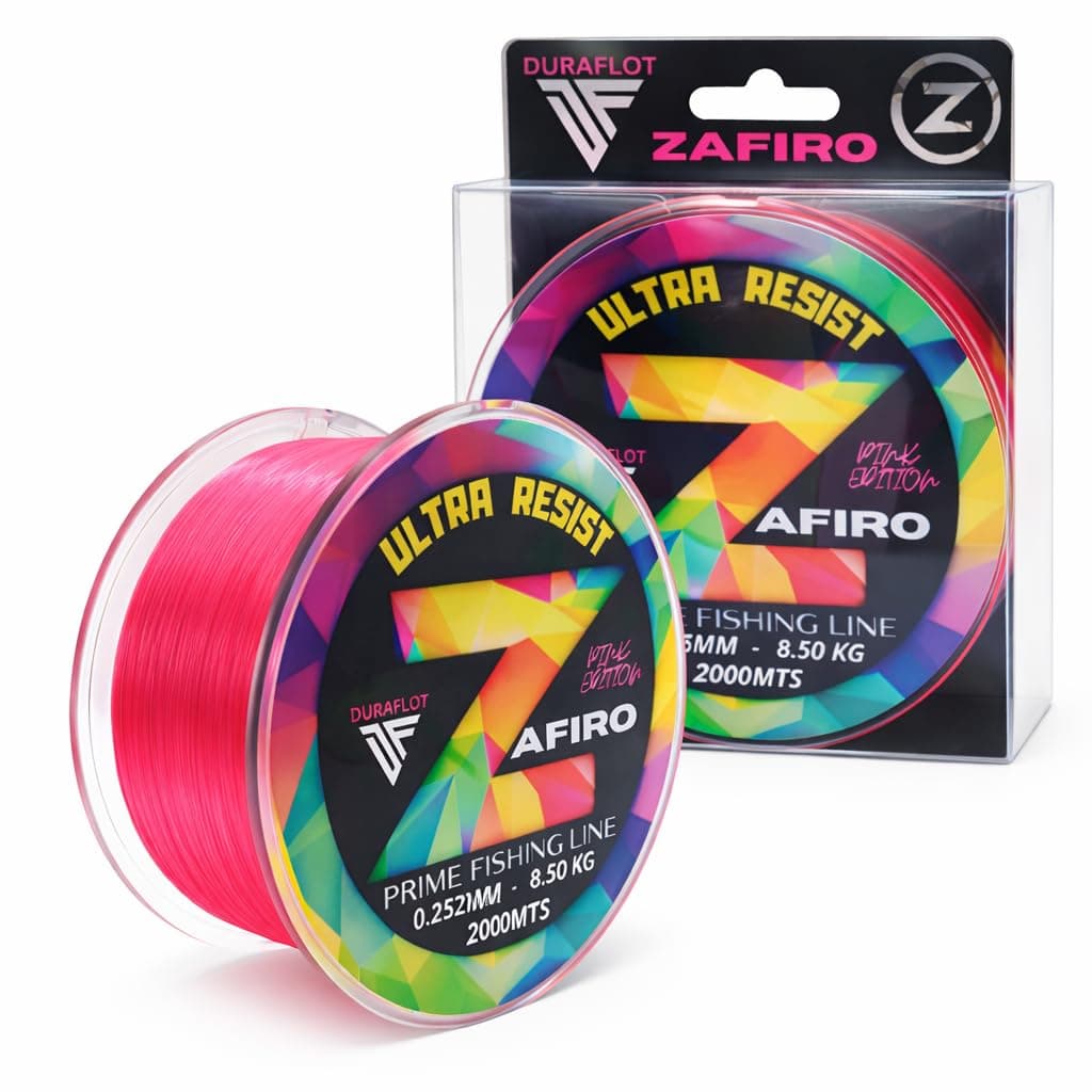 Zafiro Pink (Rosa flúor) — Hilo de Pesca monofilamento (Nylon) — 1000/2000 m — 0,18/0,20/0,25/0,30/0,35/0,40/0,45/0,50 mm — Baja Memoria y Alta abrasión