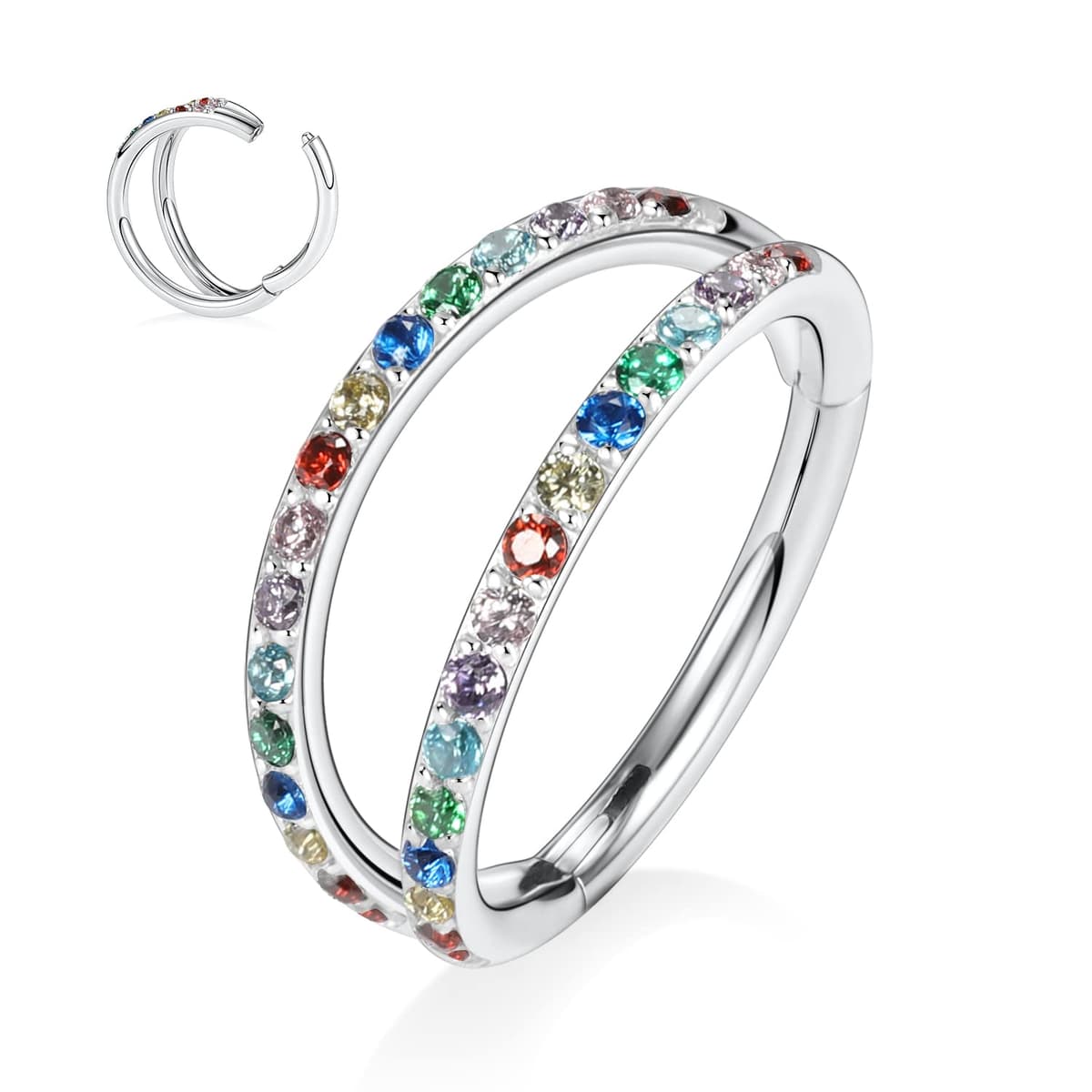 hengkaixuan Triple Double Nose Hoop Ring Sleeper Hoop Earring Helix Rook Conch Cartilage Daith Tragus Earrings Septum Ring Lobe Nose Piercing Jewellery for Women — view 26