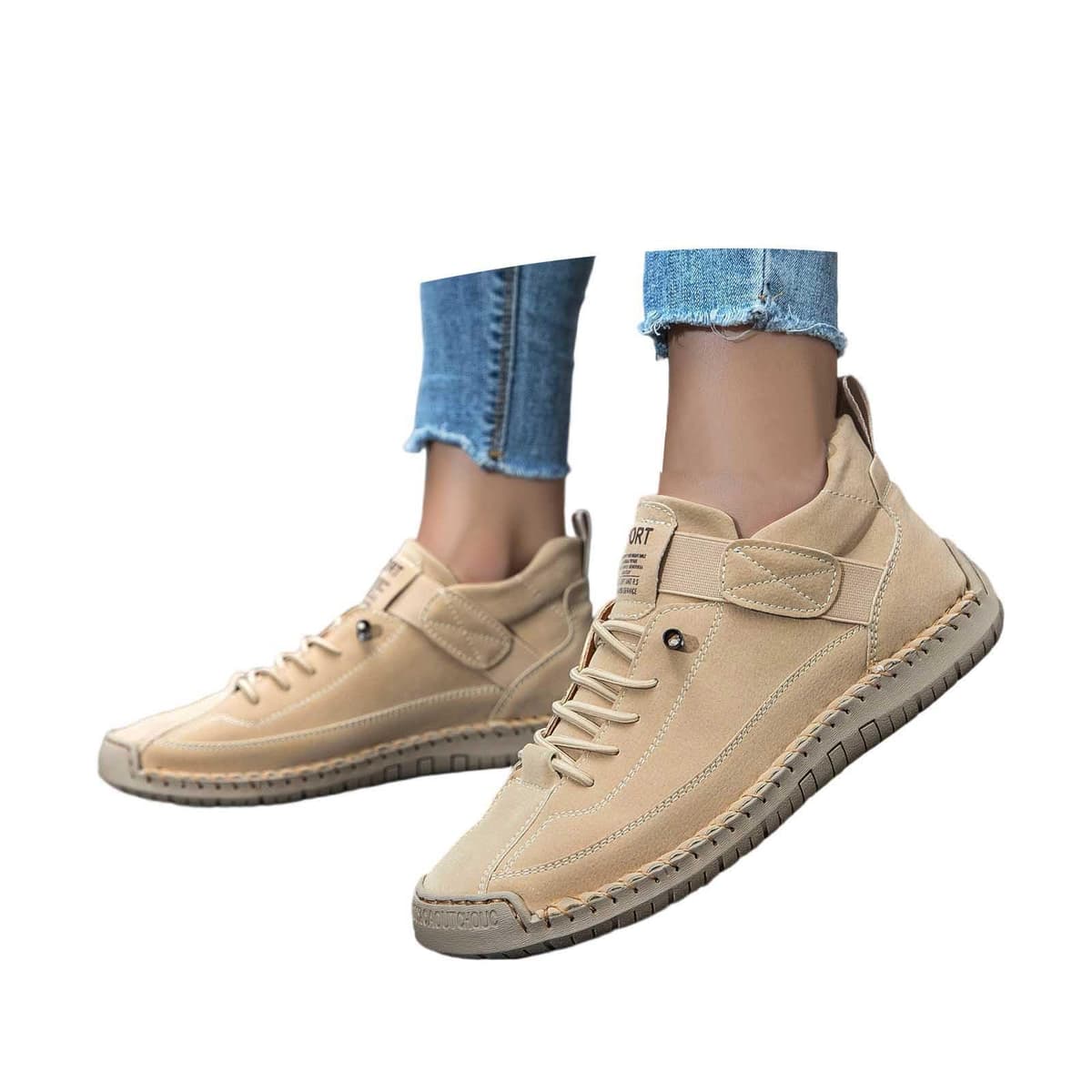 Genérico Zapatillas ortopédicas cómodas, zapatos unisex de cuero hechos a mano, botas suaves y cómodas con soporte — view 2