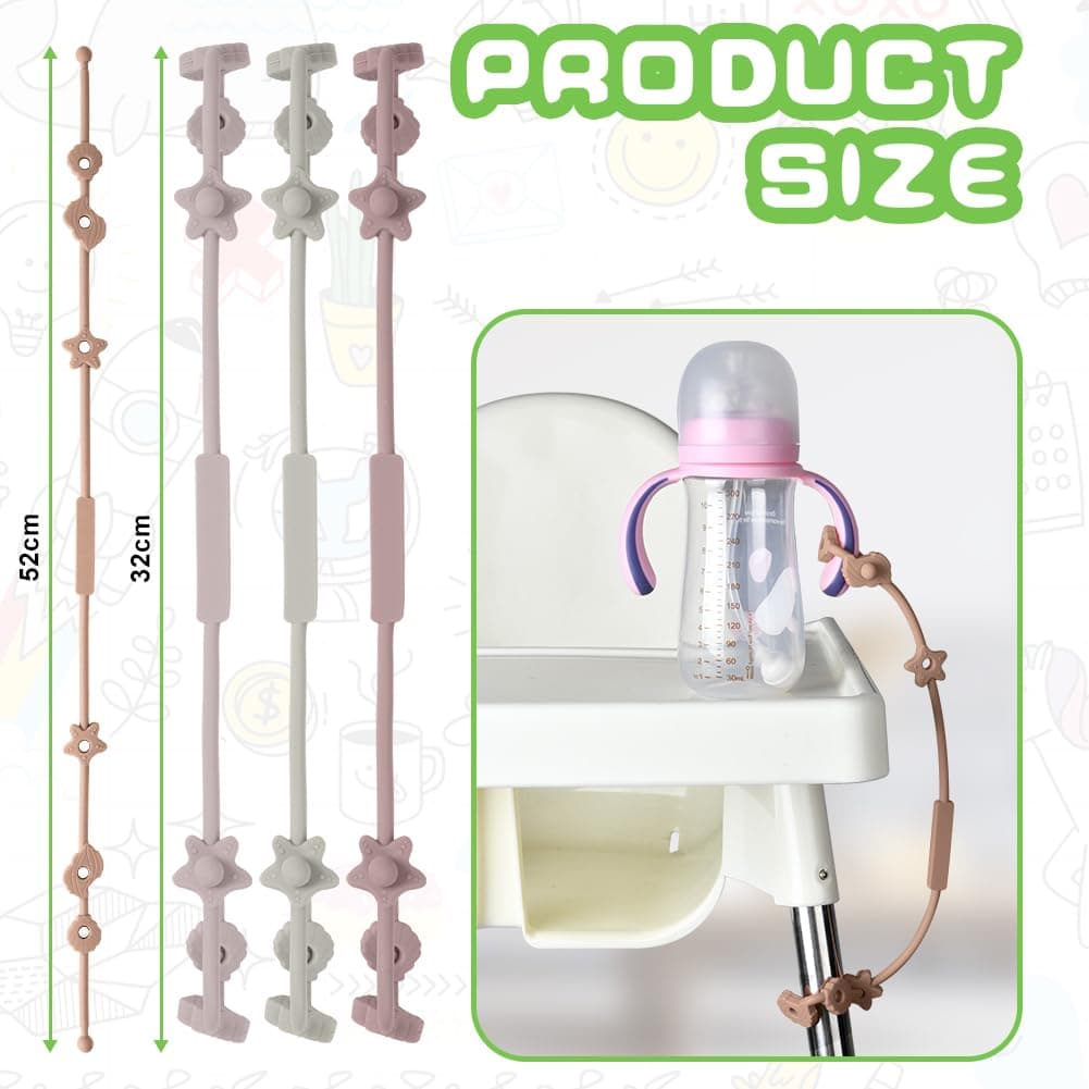 Vicloon Silicone Toy Clip, 4Pcs Toy Safety Straps, Food Grade Silicone Pacifier Clips Sippy Cup Strap, Adjustable Stroller Pacifier Strap Hanging Toys, Anti Drop Chain for 18+ Month(Pink/Purple) — view 3
