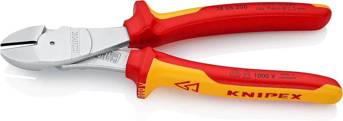 KNIPEX Alicates de corte diagonal de fuerza cromado aislados con fundas multicomponentes, según norma VDE 200 mm, 74 06 200 — view 2