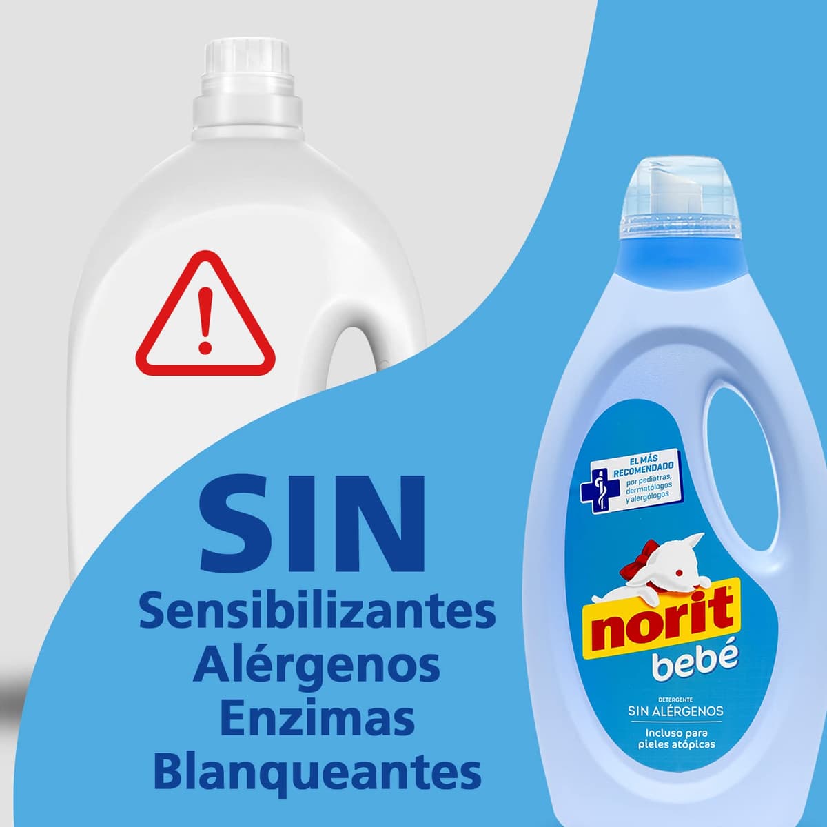 NORIT Bebé - Detergente Líquido para Ropa de Bebé, Pieles Sensibles y Atópicas - Pack de 4 Unidades de 1125 Mililitros, 4500 Mililitros — view 5