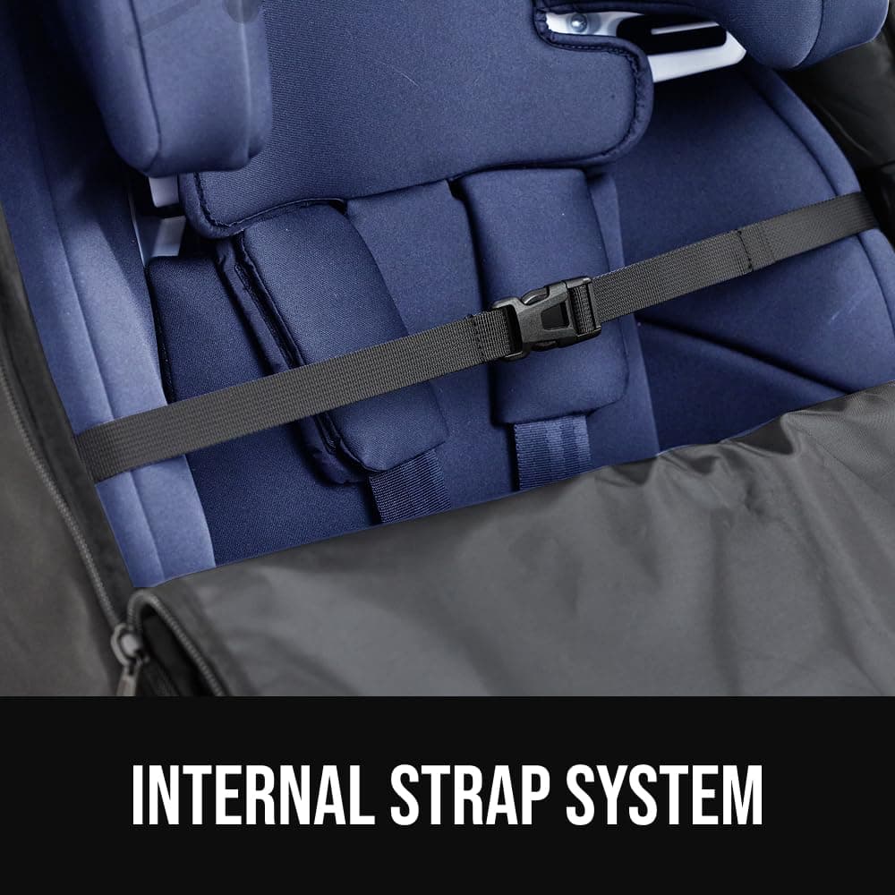 GORILLA GRIP Tear and Water Resistant Padded Car Seat Travel Bag for Airplane and Airport, Universal Fit Baby Carseat Bags, Holds Up to 50lbs, Handle & Shoulder Straps, Air Gate Check Carrier, Black — view 9