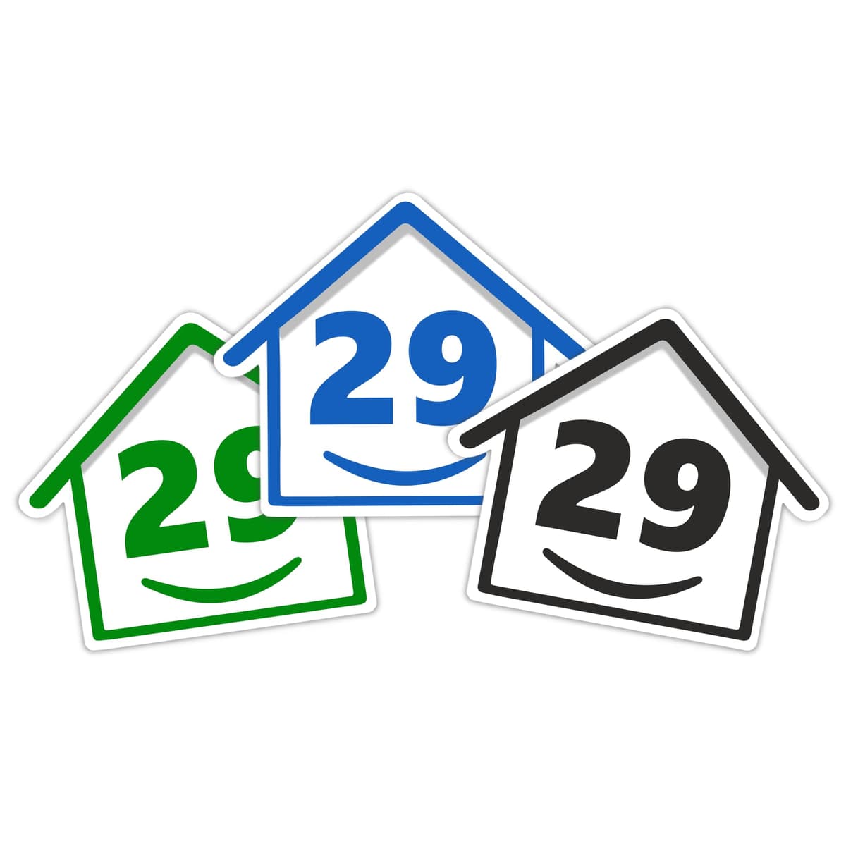 3 x Bin Numbers for Wheelie Bins, 1-99, 15cm ‘Happy House’ Colour Design Dustbin Stickers, Easy Application Stick On Number Stickers - Weatherproof Self Adhesive Vinyl – Blue, Black and Green (1) — view 48