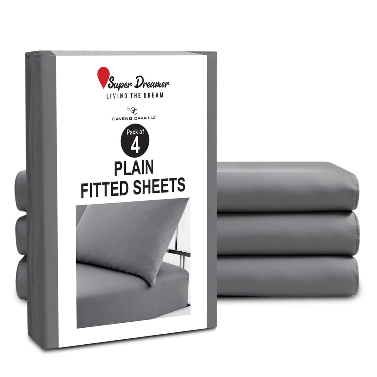 GC GAVENO CAVAILIA Fitted Sheet Single Bed (91 x 190cm) - Grey Bedding Sheets - Plain Dyed Microfiber Bed Sheets Single - (10 inch) 25cm Deep Pocket Bottom Sheet - Easycare - Wrinkle & Fade Resistant — view 55