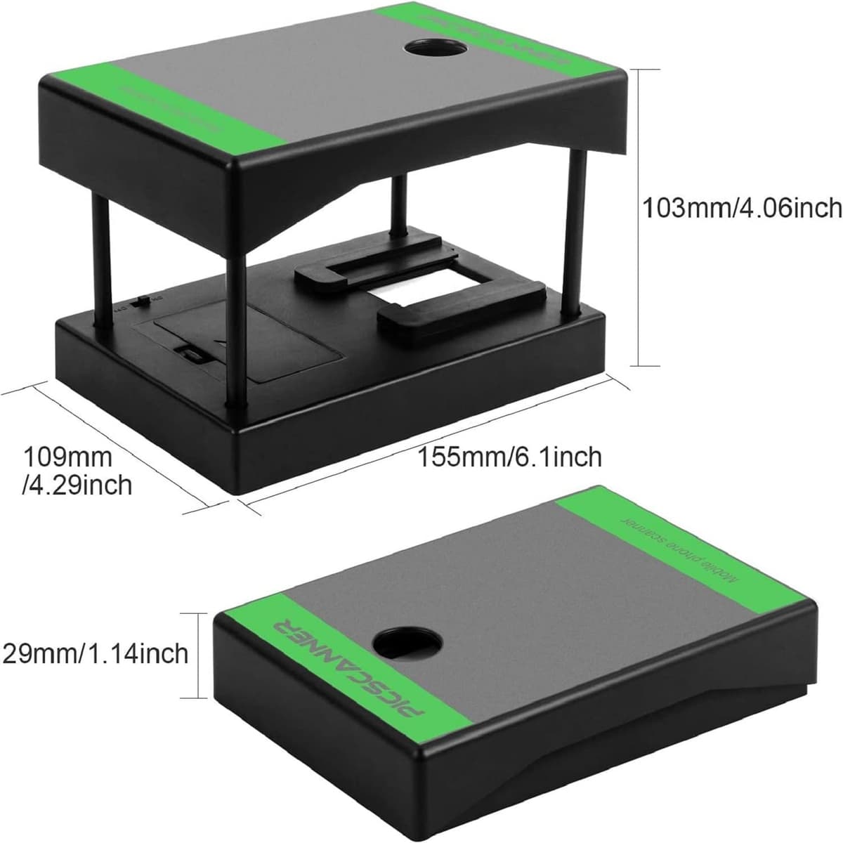 Mobile Film Scanner for 35mm Negatives and Slides, Portable Foldable Film Scanner with LED Light, Convert Black and White and Colour Slides to Digital Photos, Black — view 5