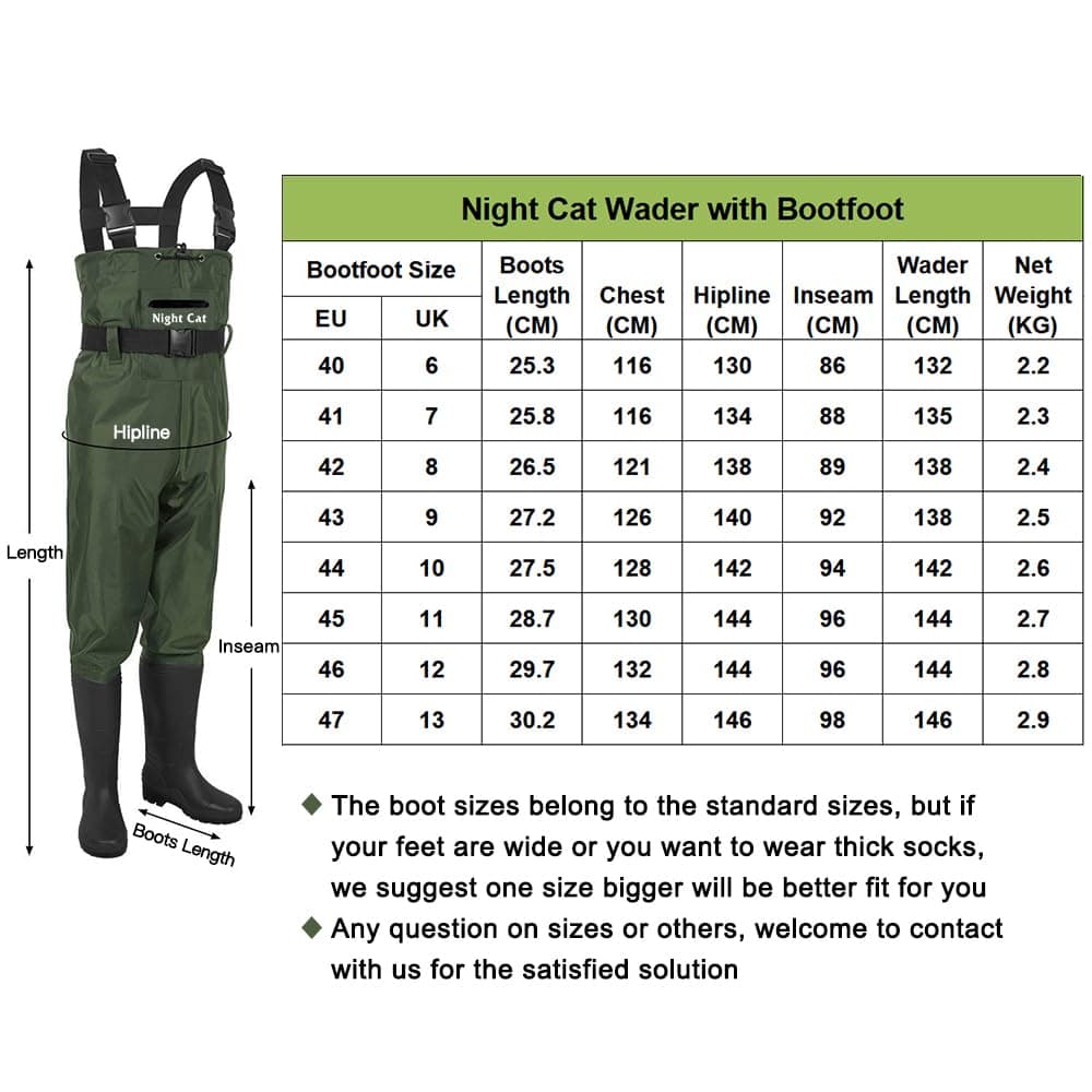 Night Cat Vadeadores de Pesca para Hombres Impermeables Transpirables Mujeres Caza vadeadores para Aguas, 1 tamaño más Grande es Bettler — view 3