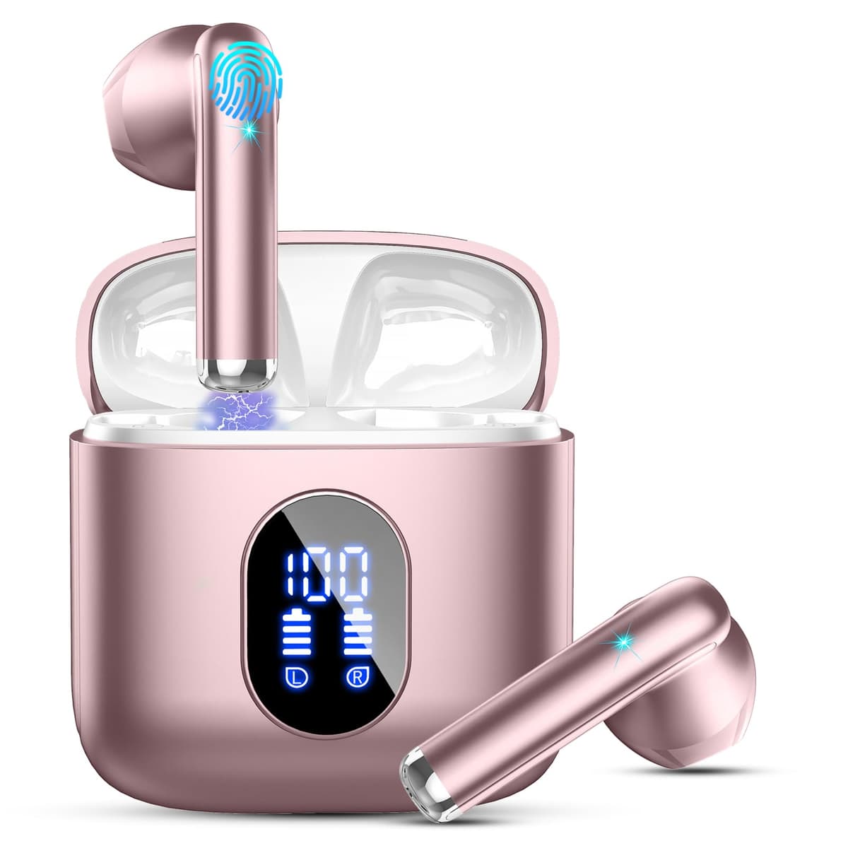 Auriculares Inalámbricos Bluetooth, Auriculares Bluetooth 5.4 HiFi Estéreo, 56H Cascos Inalambricos Bluetooth con ENC Reducción de Ruido, Pantalla LED, USB-C, Control Táctil, IP7 Impermeable Audifonos — view 15