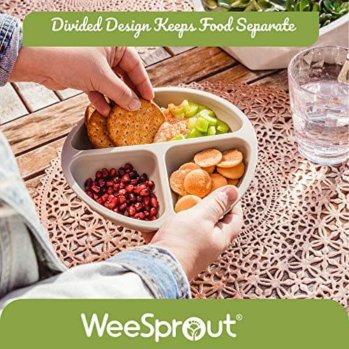WeeSprout Suction Plates with Lids for Babies & Toddlers - 100% Silicone, Dinnerware Stays Put, Divided Design for Picky Eaters, Microwave & Dishwasher Friendly, 3 Pack — view 8