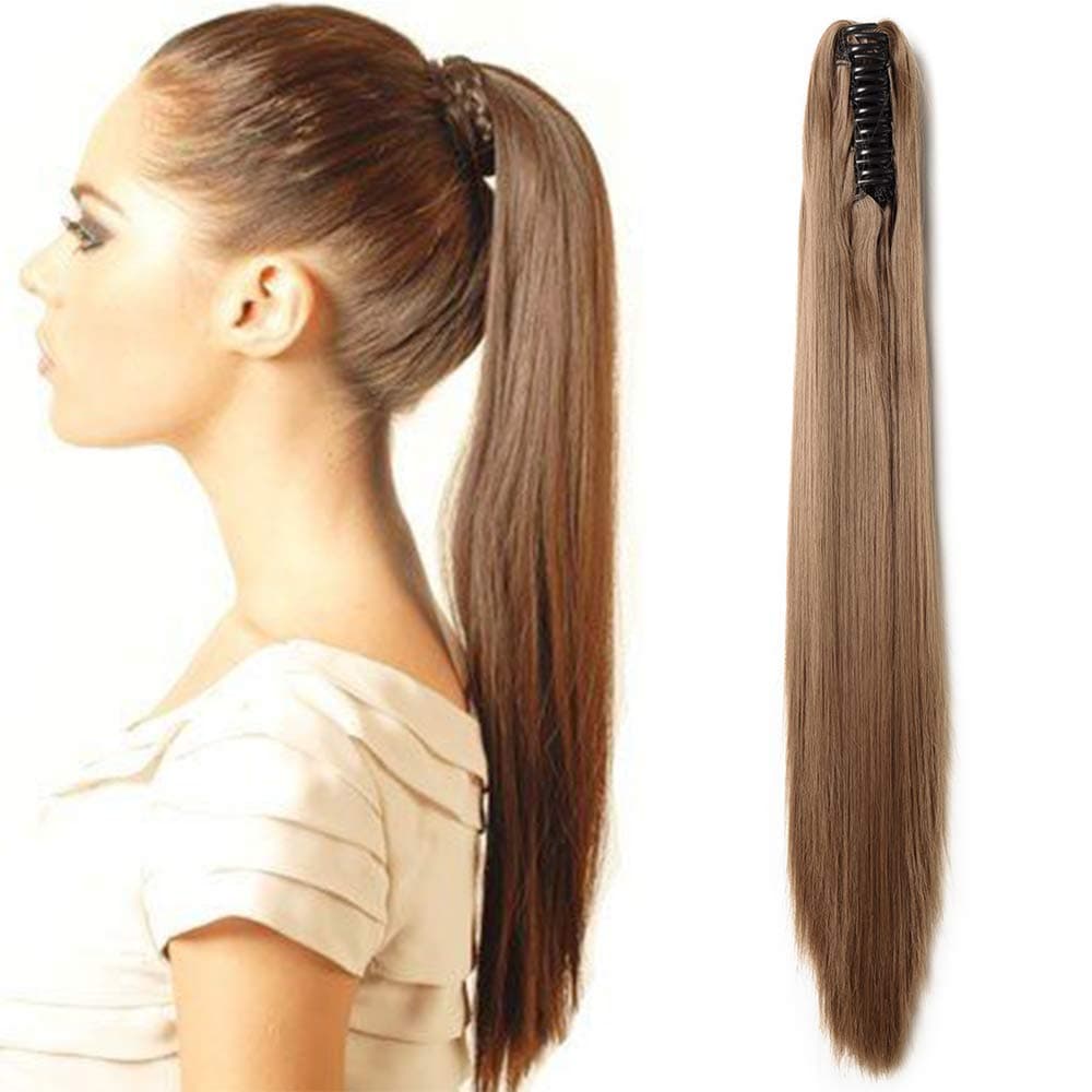 17"(43cm) SEGO Ponytail Long Synthetic Hair Looks Natural [Red Brown/Orange] Clip in Hair Extensions Curly Tail Ponytail Extension (90g) — view 94