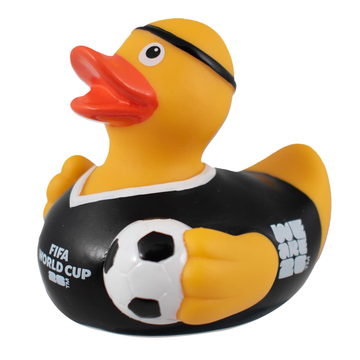 Hy-Pro Officially Licensed FIFA World Cup 2026 Rubber Duck - Bath Toy with Headband & Shirt Holding Ball, Collectible Football Mascot for Supporters, Fun & Nation Pride Display - Yellow — view 2