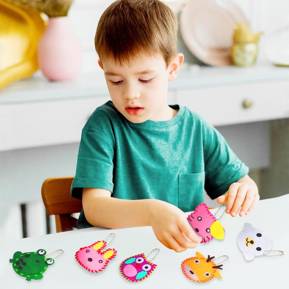 Vicloon First Sewing Kit for Kids, 12-Piece Cute Animal Keychain Sewing Craft Kits, Fun Sewing DIY Kits, Introduction to Sewing Kit for Kids Age 5-12 Learn to Sew Arts and Crafts — view 8