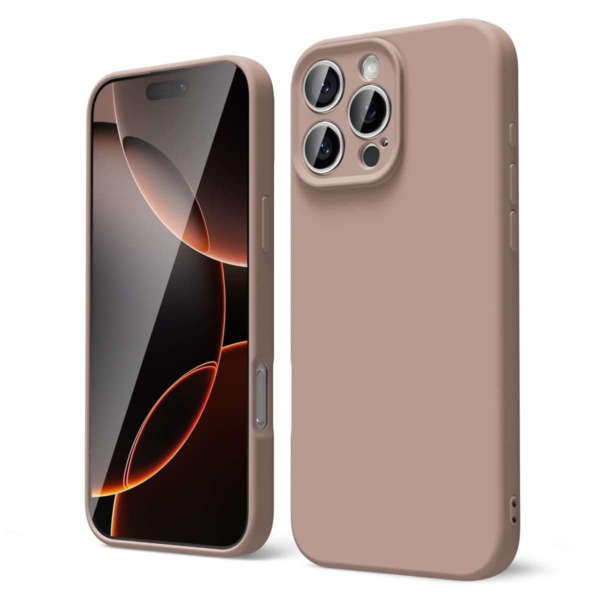 oakxco for iPhone 17 Pro Max Phone Case Liquid Silicone, Cute Thin Slim Grip Soft Rubber Gel for Women Men, Smooth Matte TPU Plain Solid Color Girly Simple Case with Camera Cover, Light Pink — view 1619
