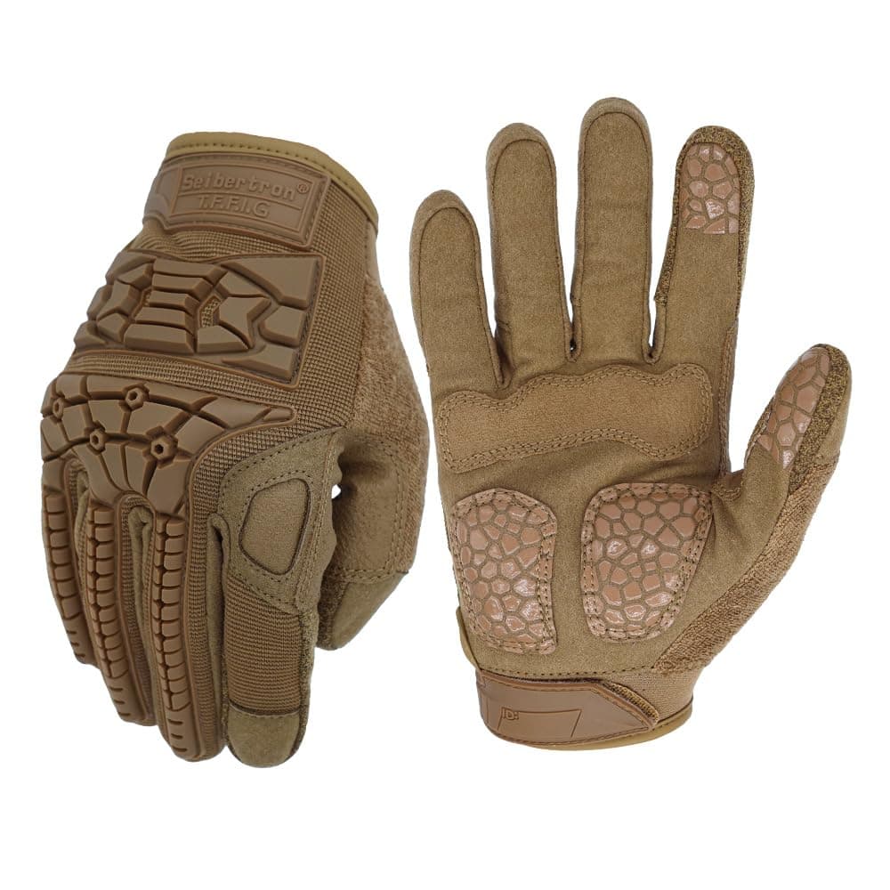Seibertron T.T.F.I.G 2.0 Men's Tactical Military Gloves Flexible Rubber Knuckle Protective for Combat Hunting Hiking Airsoft Paintball Motorcycle Motorbike Riding Outdoor Gloves