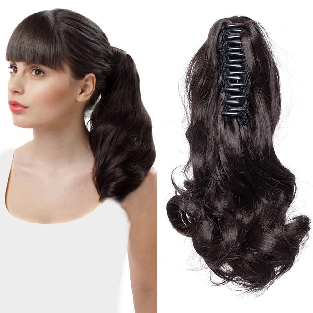17"(43cm) SEGO Ponytail Long Synthetic Hair Looks Natural [Red Brown/Orange] Clip in Hair Extensions Curly Tail Ponytail Extension (90g) — view 9