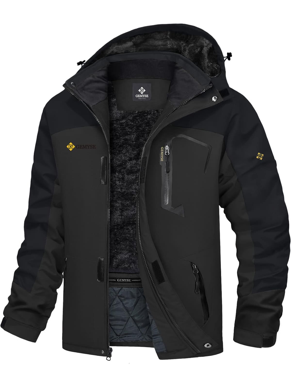 GEMYSE Chaqueta de Esquí Impermeable de Montaña para Hombre Abrigo de Invierno al Aire Libre de Lana a Prueba de Viento con Capucha — view 15