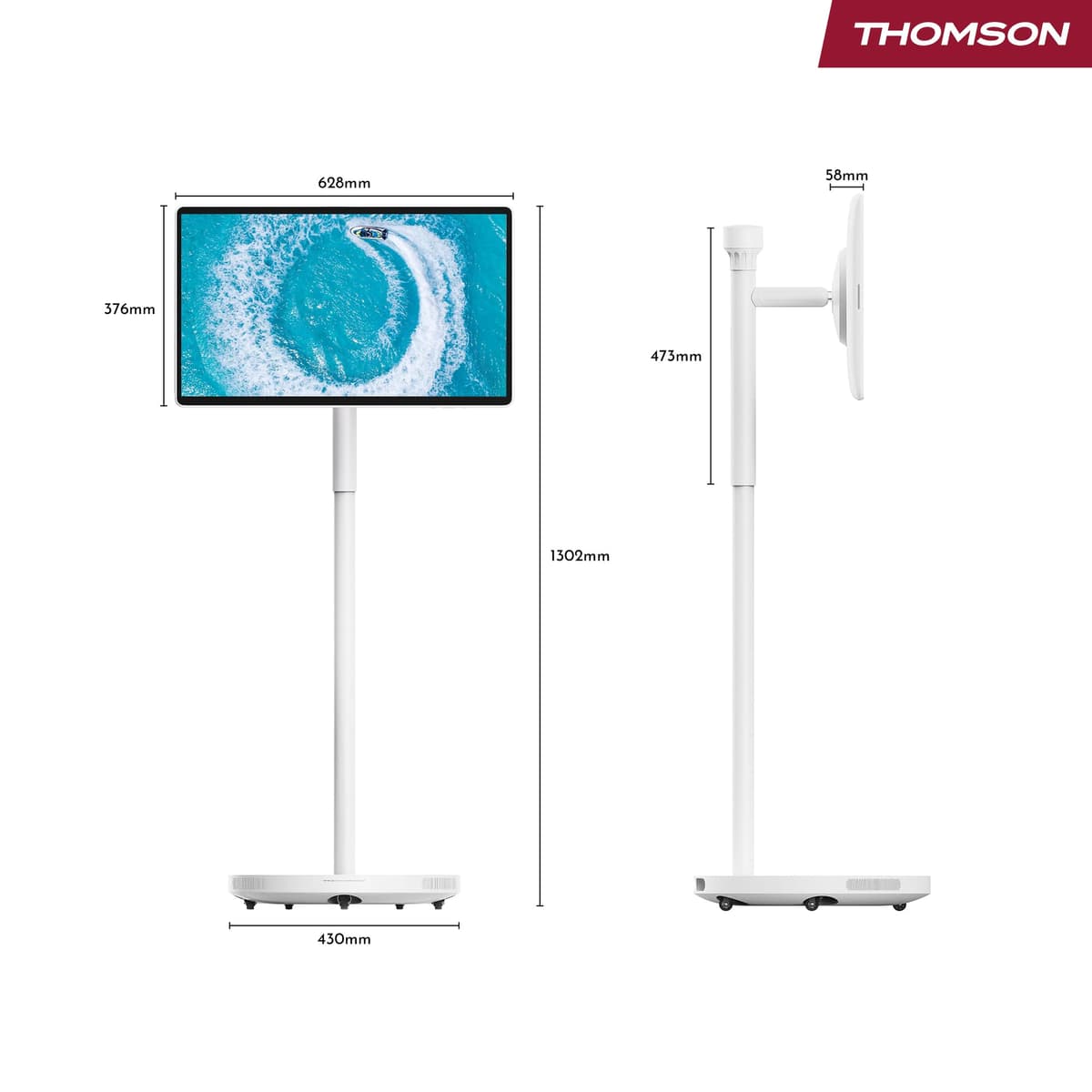 THOMSON Go Plus Pro Smart Touch Screen 27 Inches (69 cm) 4K UHD, Android, Voice Control, Hotspot, 9000 mAh Battery, 5MP Camera, Subwoofer, WiFi 6, Bluetooth, Portable Support - White — view 2