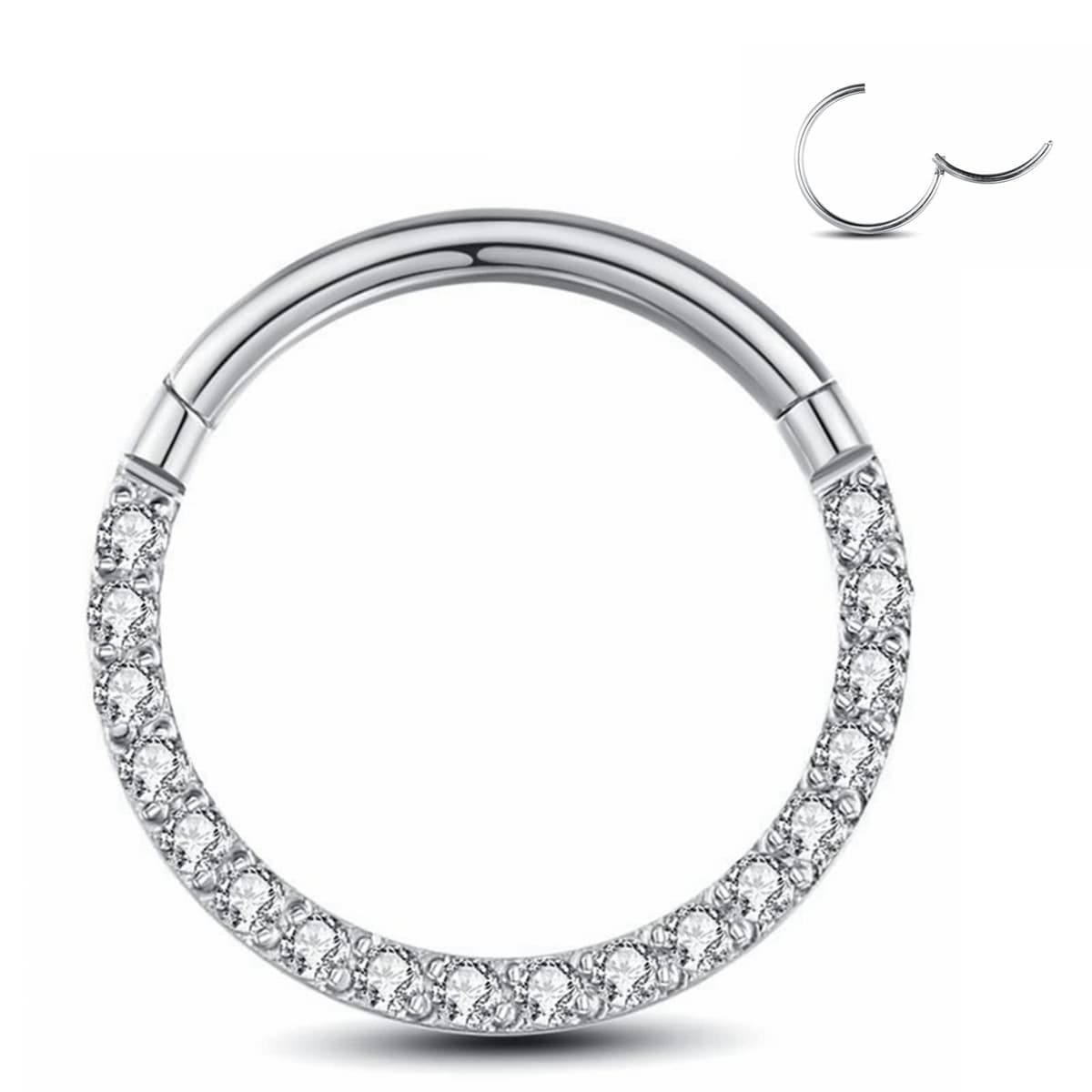 Yrogcu 20G 18G 16G 14G Single/Double Hoop Stainless-Steel Seamless-Hinged-Piercing Segment-Clicker Nose-Ring-Hoop : Diameter 6mm 8mm 10mm 12mm Cartilage Earrings — view 42