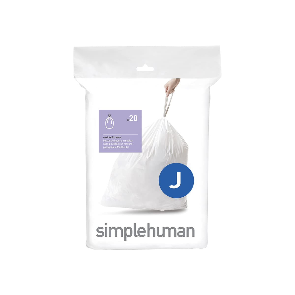 simplehuman CW0408 3 x paquete de 20 bolsas de basura a medida (60 bolsas), código V, plástico blanco — view 18