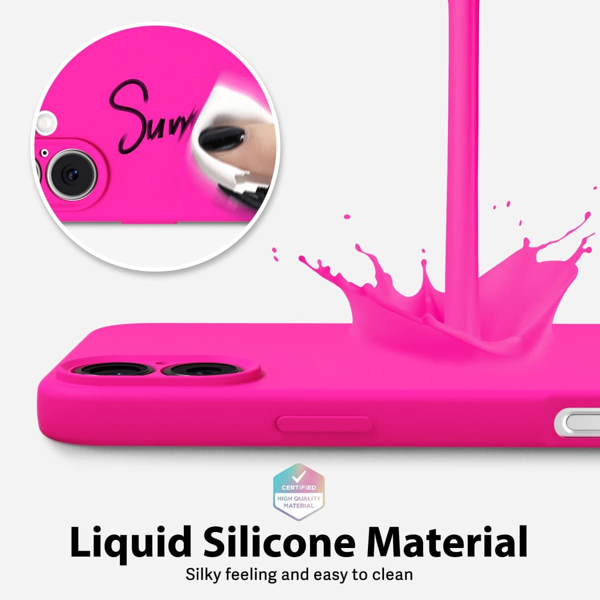 oakxco for iPhone 17 Pro Max Phone Case Liquid Silicone, Cute Thin Slim Grip Soft Rubber Gel for Women Men, Smooth Matte TPU Plain Solid Color Girly Simple Case with Camera Cover, Light Pink — view 1743