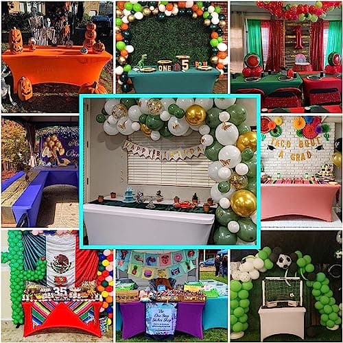 IVAPUPU 4FT Spring Table Cloth for Rectangular Fitted Events Stretch Black Table Covers Washable Cover Spandex Tablecloth Protector for Party, Wedding, Cocktail, Banquet, Festival — view 5
